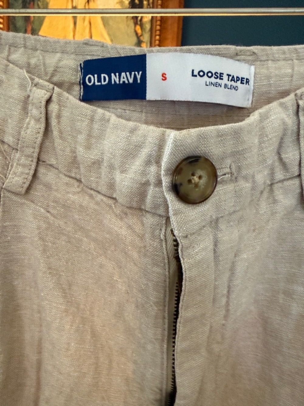 Old Navy Men’s Loose Taper Linen Blend Pants in Light Beige